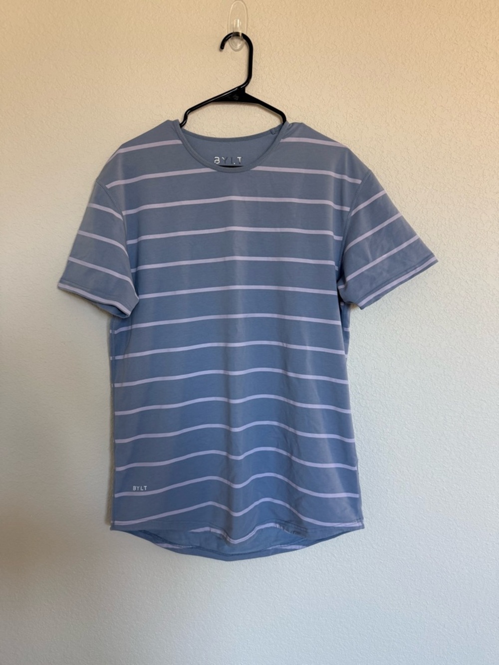 BYLT Short Sleeve Striped Drop Cut Lux Tee Mens Large Athletic Fit Casual Stripe